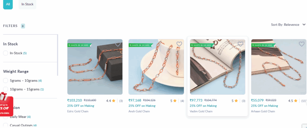 Rope type gold chains