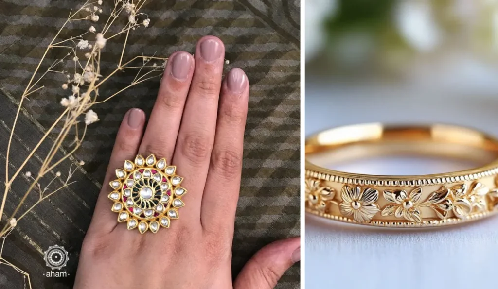 Floral Design Gold Rings