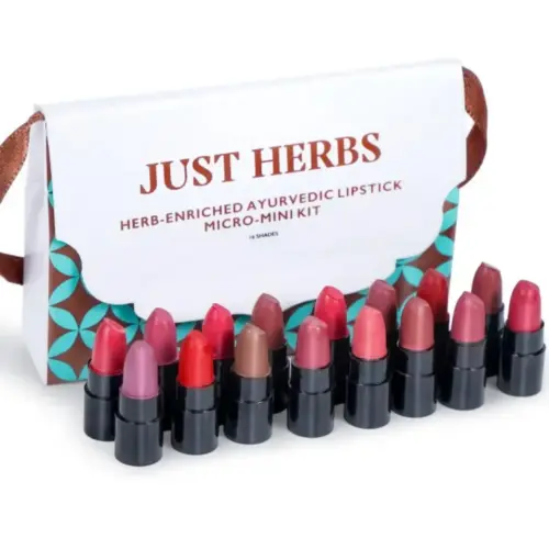 Just Herbs Ayurvedic Lipstick Review – 16 Ayurvedic Shades in One Power-Packed Kit!